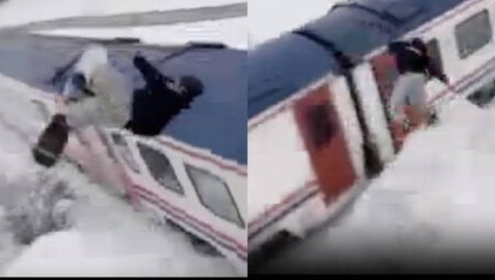 Snowboardçu, Doğu Ekspresi üzerinden atlayarak nefesleri kesti