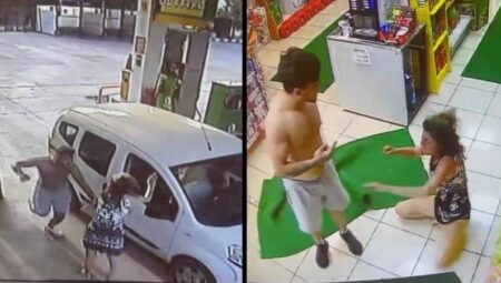Akaryakıt İstasyonunda Kadına Şok Edici Saldırı: Güvenlik Kamerası Kaydetti!