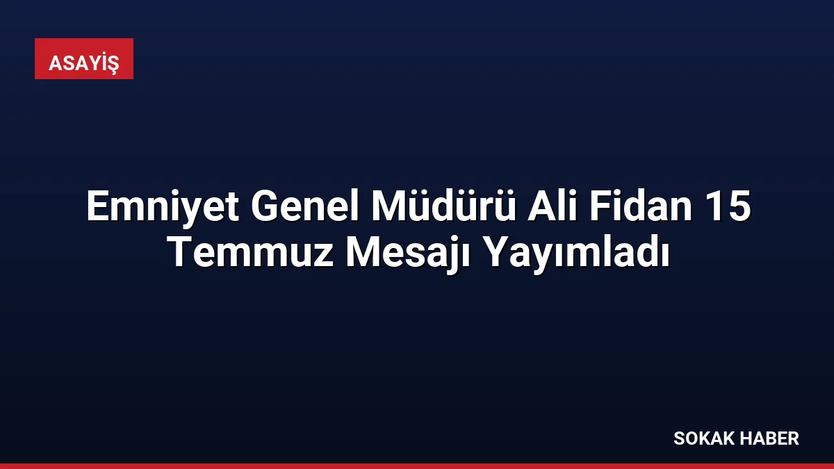 Emniyet Genel Müdürü Ali Fidan 15 Temmuz Mesajı Yayımladı