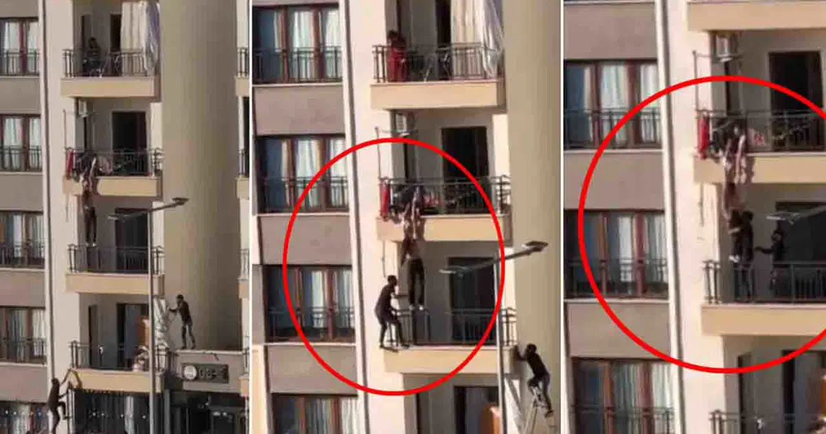 Çocuk Tehlikede! Kahraman, İkinci Katta Canını Hiç Düşünmeden Kurtardı