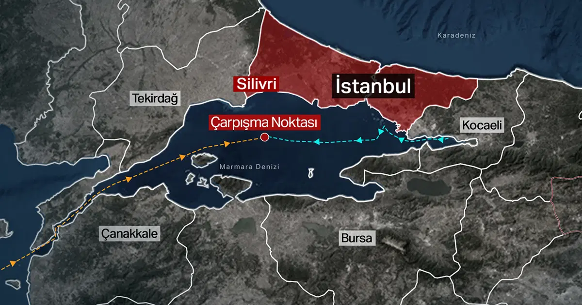 Marmara Denizi’nde İki Geminin Korkunç Çarpışma Anı: Dakika Dakika Olayın Gelişimi